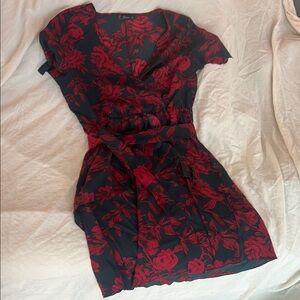 Elegant Red Floral Dress